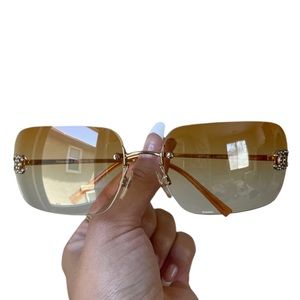 Authentic Chanel Crystal Rimless 4017-D Sunglasses